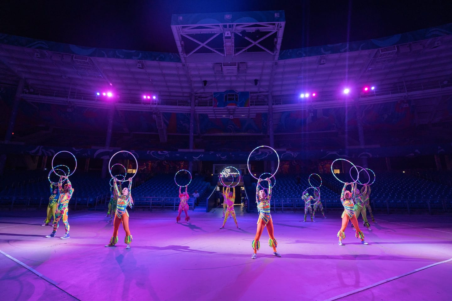 Aerial performers at an arena show