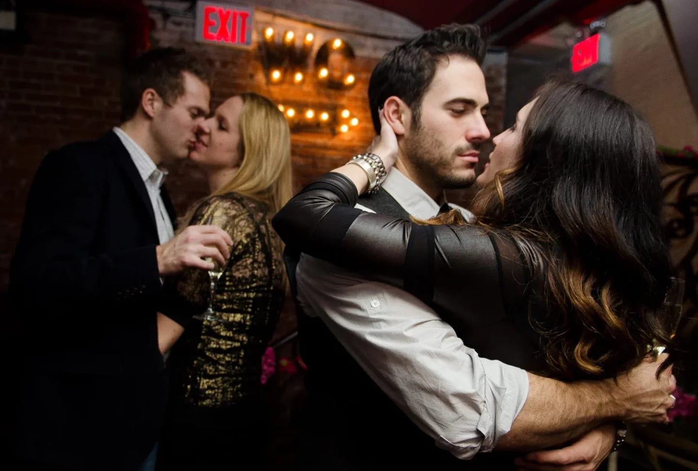 Guests celebrating at a New Year’s Eve party